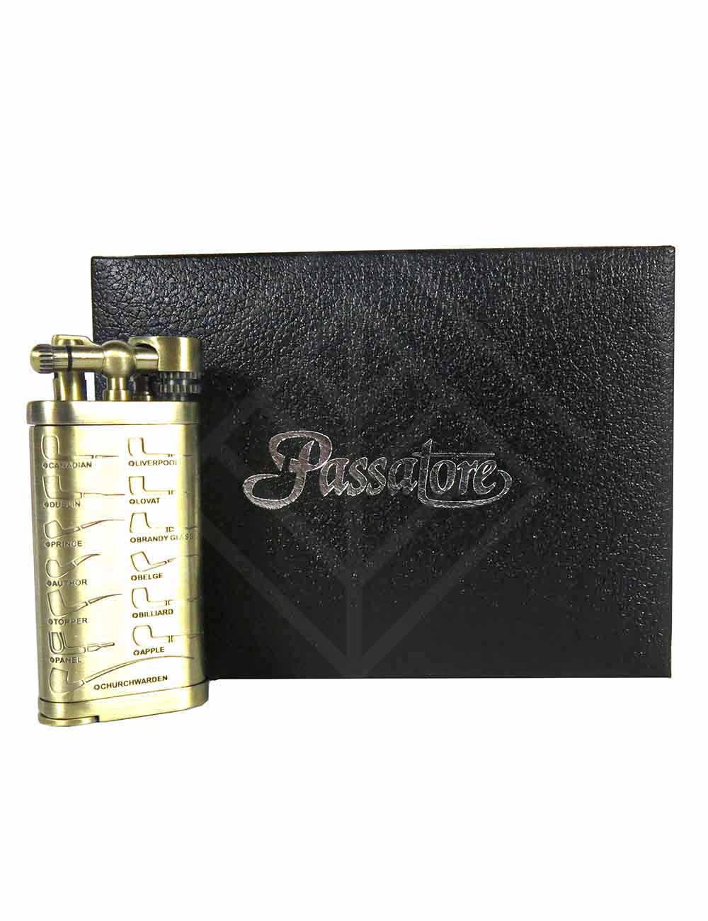 Зажигалка Flint pipe lighter PASSATORE "Leonard" brass satin antique